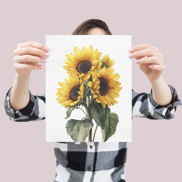 Watercolor Sunflowers Wall Art Print, Unframed - Bright Floral Charm - Picture 4 of 7